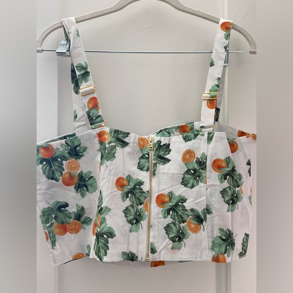 Citrus 🍊 print crop corset top |XL| gold tone hardware zip back WeWoreWhat - Picture 4 of 5